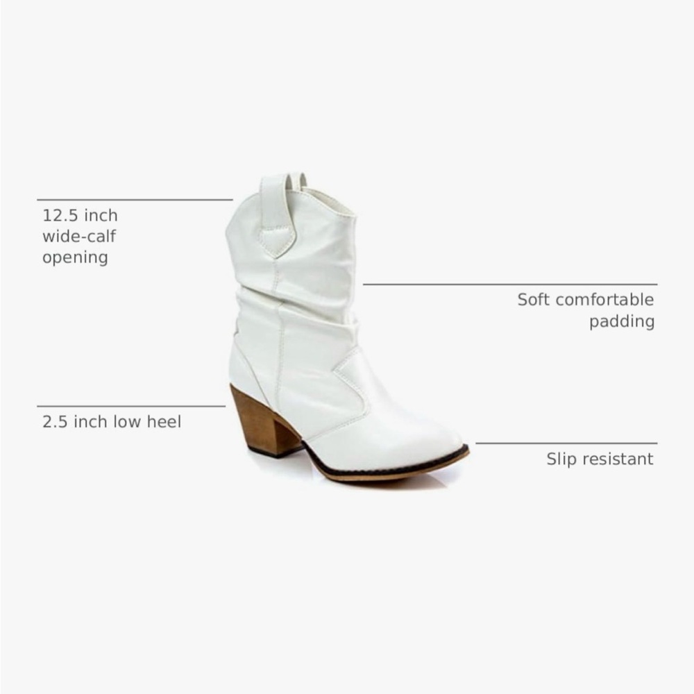 White Western Ankle Boots - Picture 7 of 12